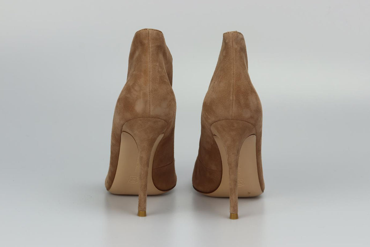 GIANVITO ROSSI SUEDE PEEP TOE ANKLE BOOTS EU 38.5 UK 5.5 US 8.5