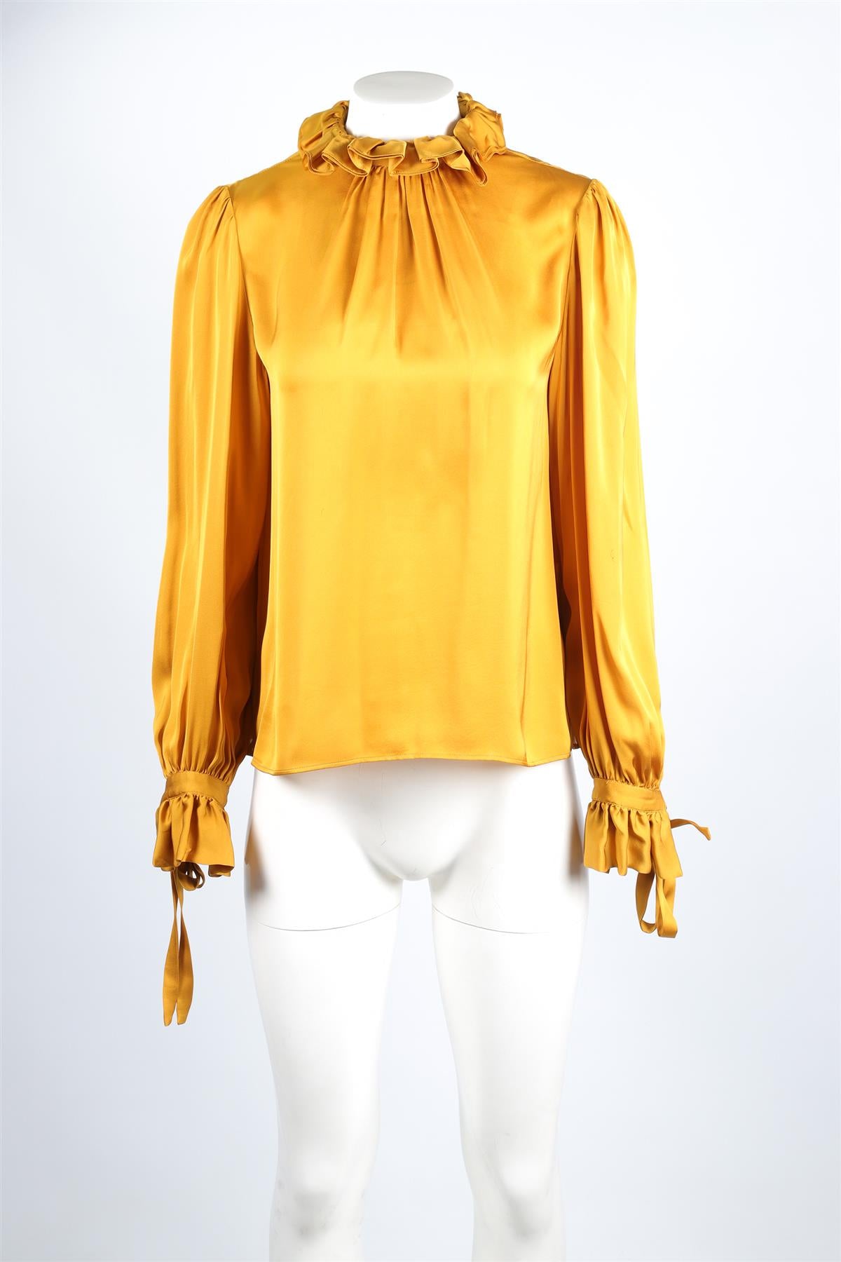 SAINT LAURENT YELLOW SILK TOP FR 38 UK 10
