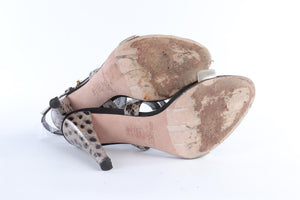 GIAMBATTISTA VALLI SILVER LEATHER HEELS