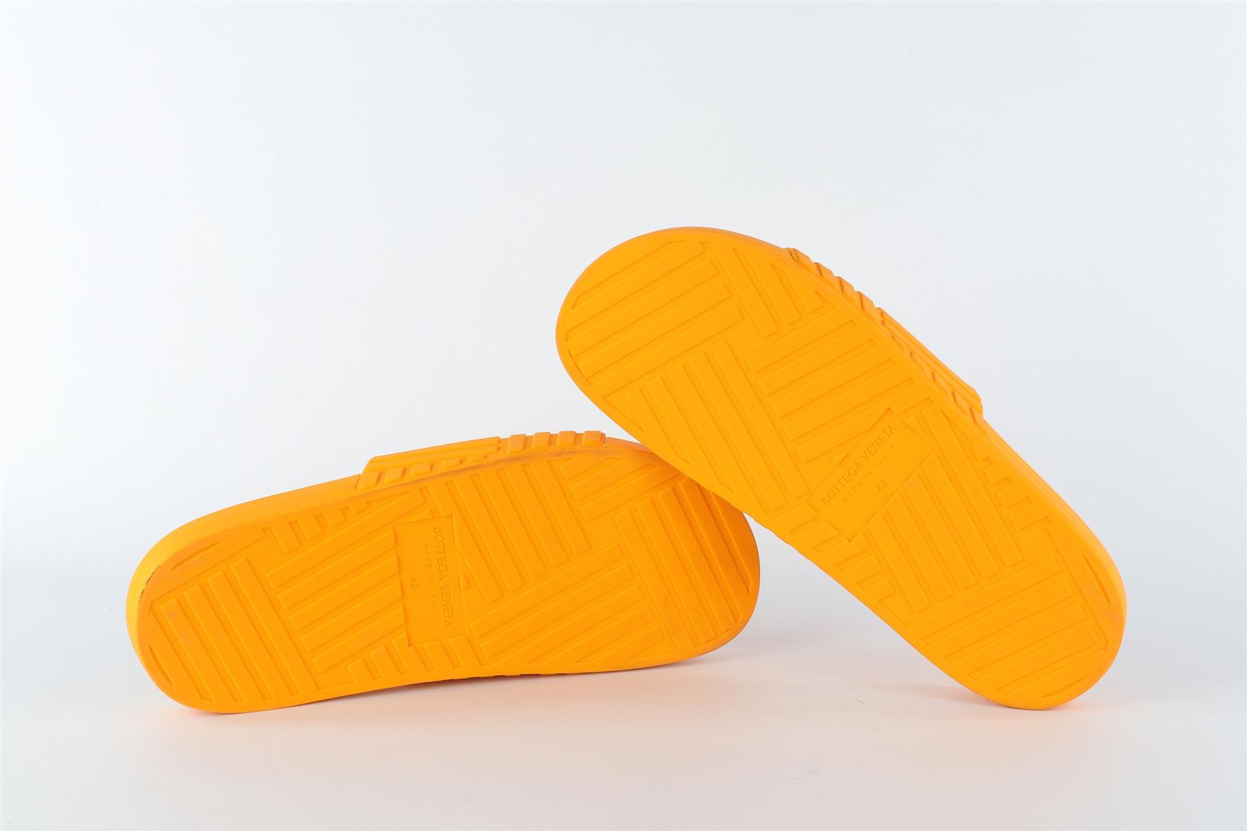BOTTEGA VENETA ORANGE MEN'S RUBBER SLIDES EU 42 UK 8 US 9