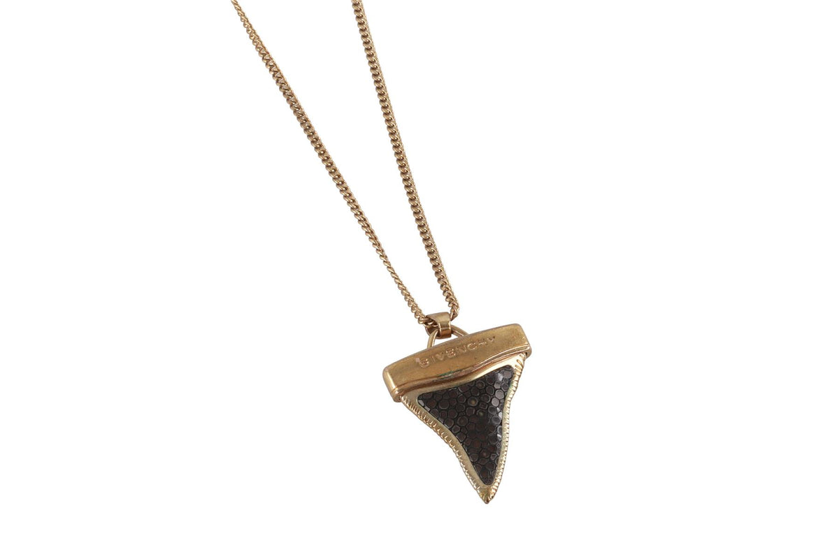 GIVENCHY BRONZE SHARK TOOTH CHAIN NECKLACE