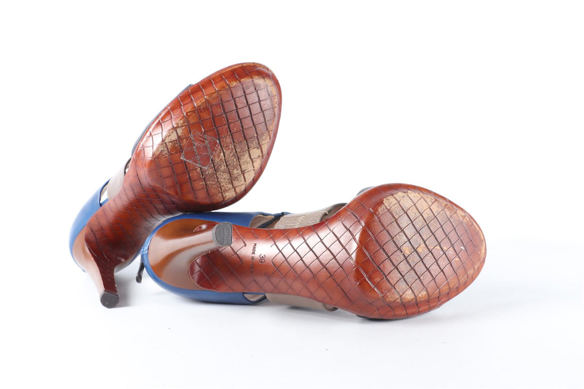 BOTTEGA VENETA BLUE LEATHER SANDALS EU 39 UK 6 US 9