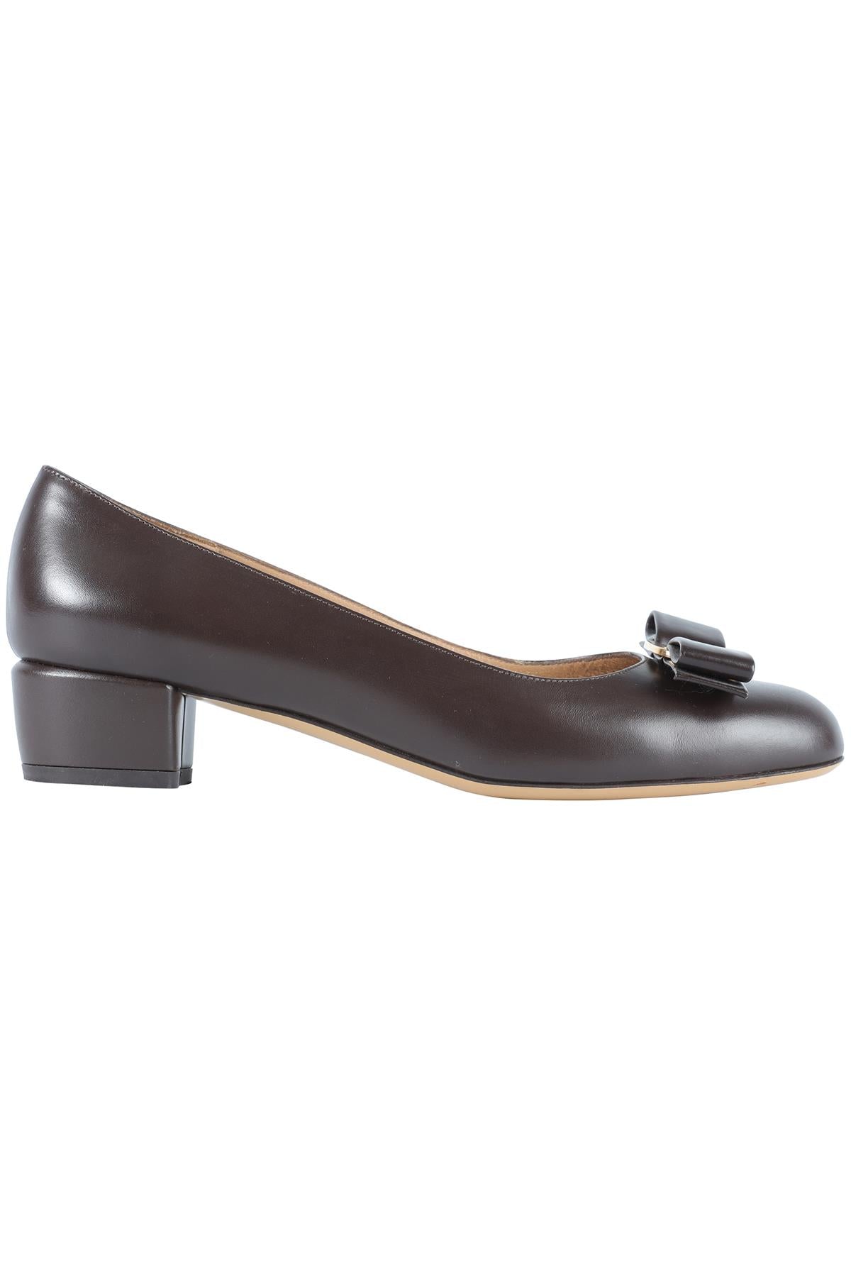 SALVATORE FERRAGAMO BROWN LEATHER PUMPS US 6.5 UK 3.5 EU 36.5