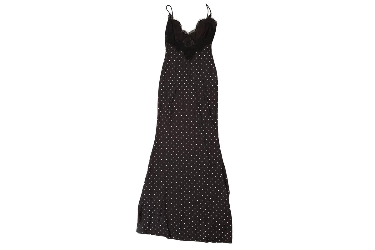SELF-PORTRAIT BLACK SATIN MAXI DRESS UK 6