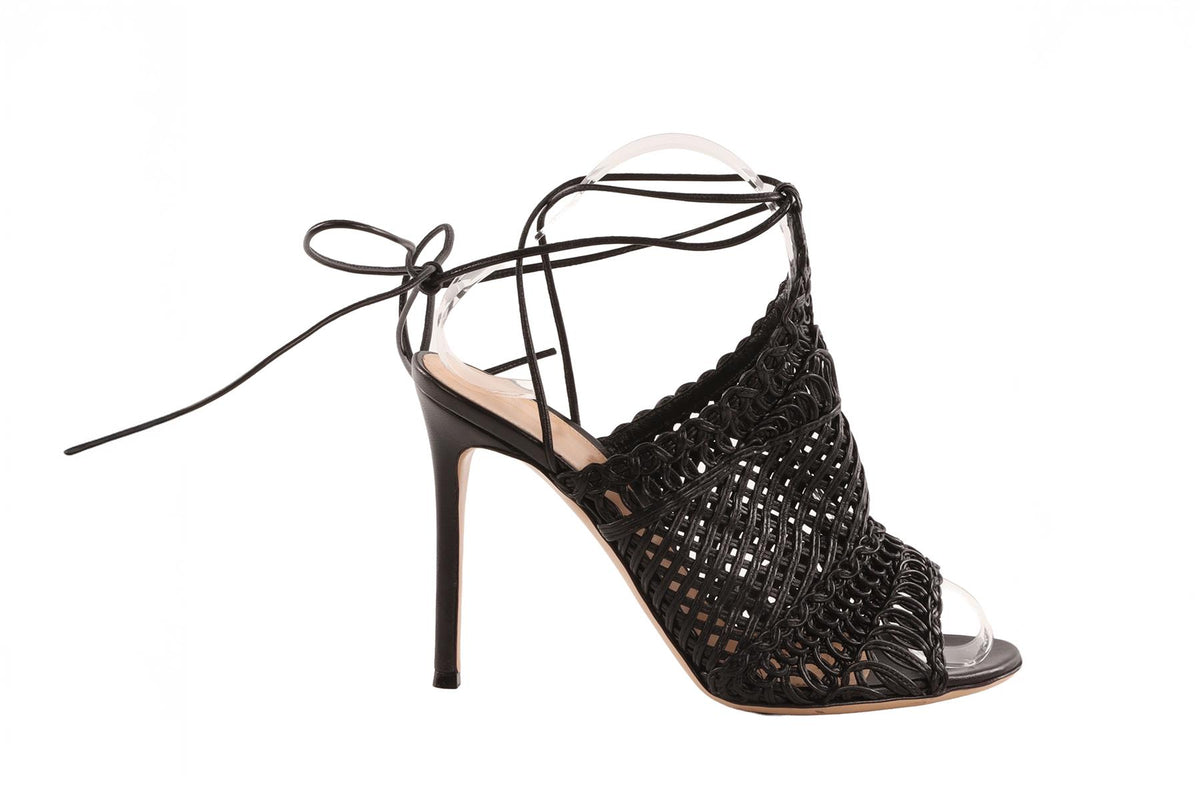 GIANVITO ROSSI BLACK LEATHER SANDALS EU 38.5 UK 5.5