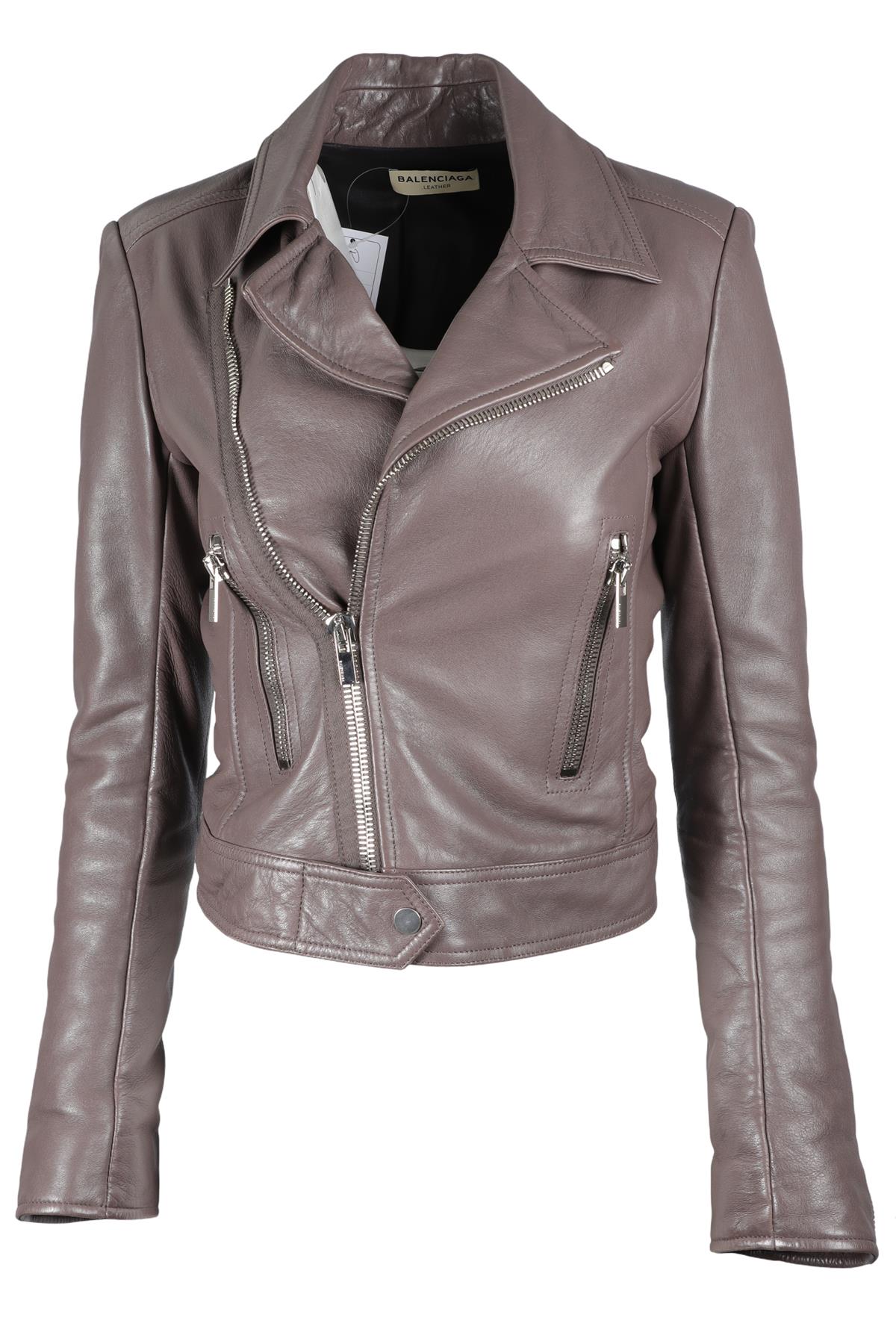 BALENCIAGA MAUVE LEATHER JACKET FR 36 UK 8