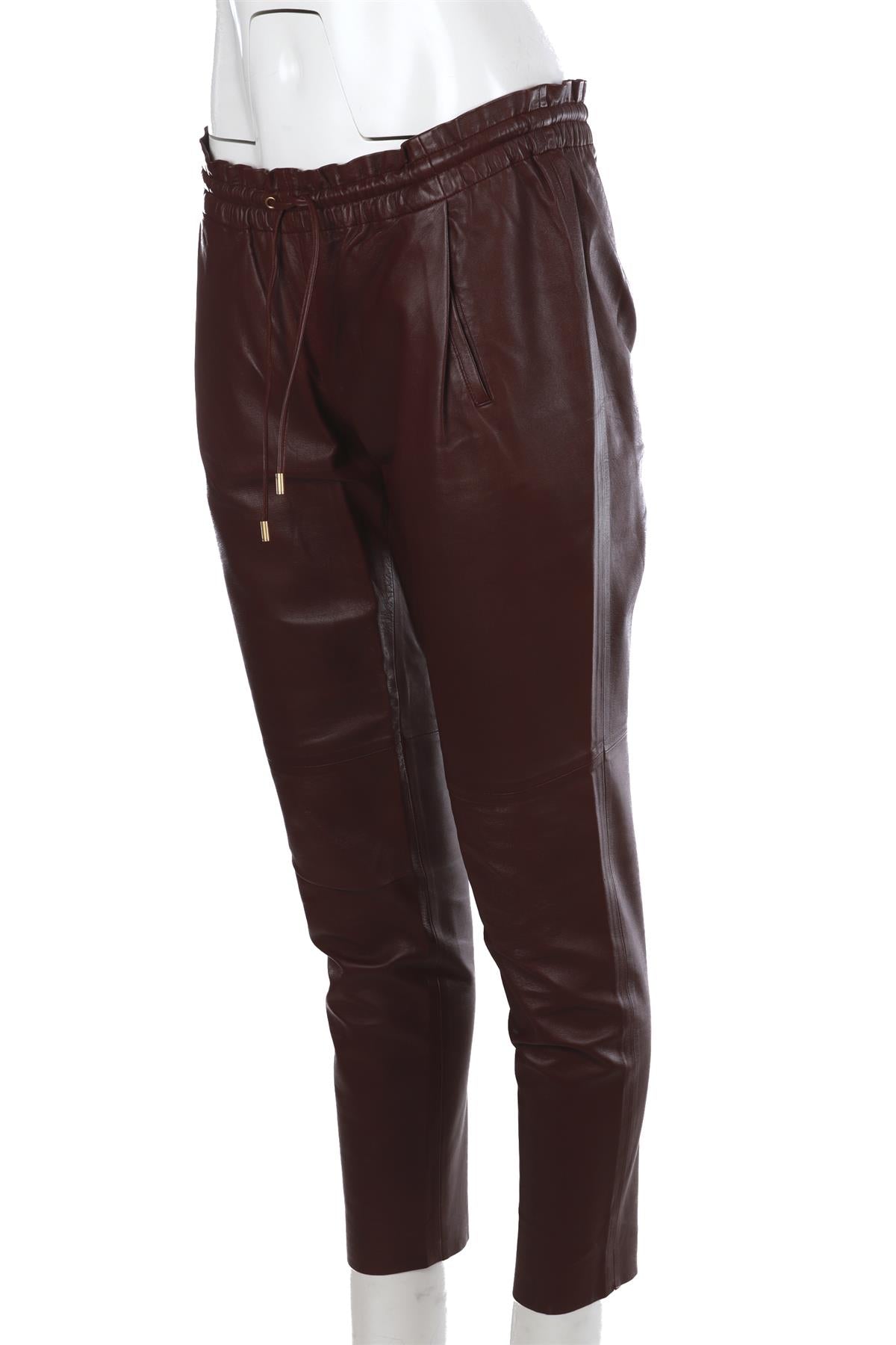 GUCCI BURGUNDY LEATHER TAPERED PANTS IT 40 UK 8