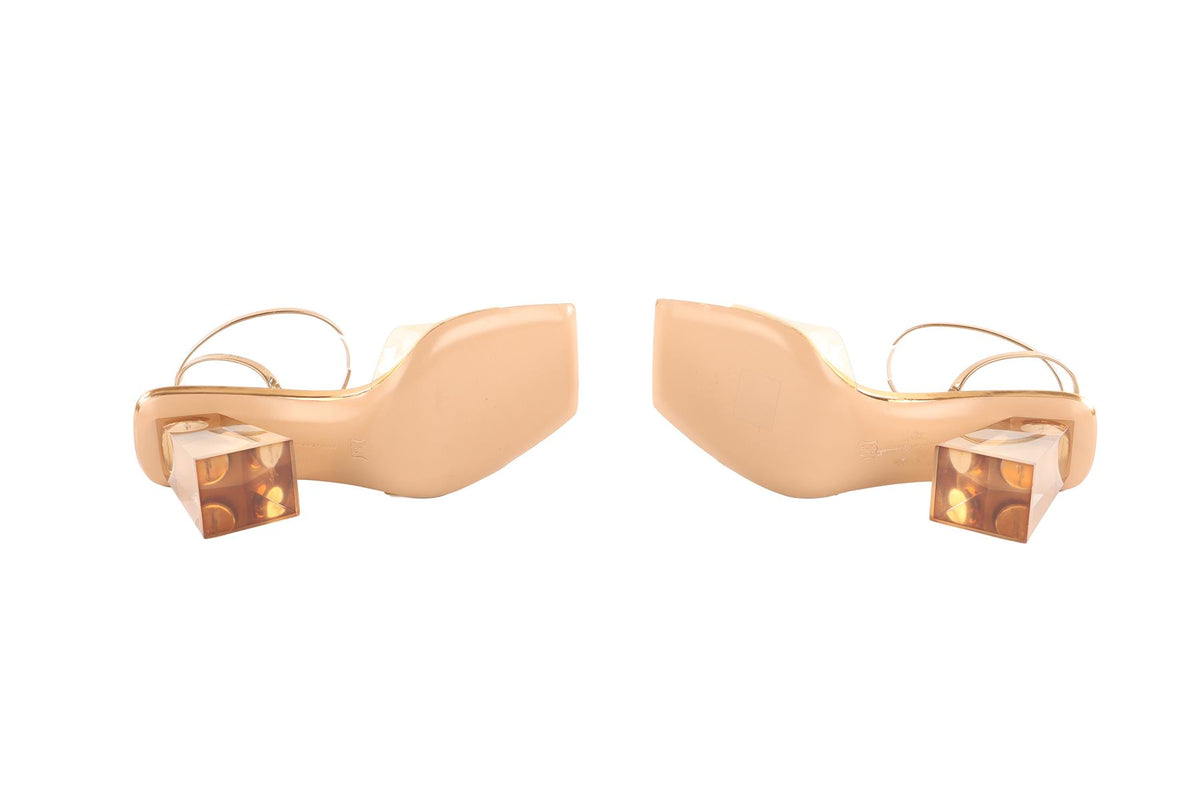 GIANVITO ROSSI GOLD LEATHER SANDALS EU 36.5 UK 3.5 US 6.5
