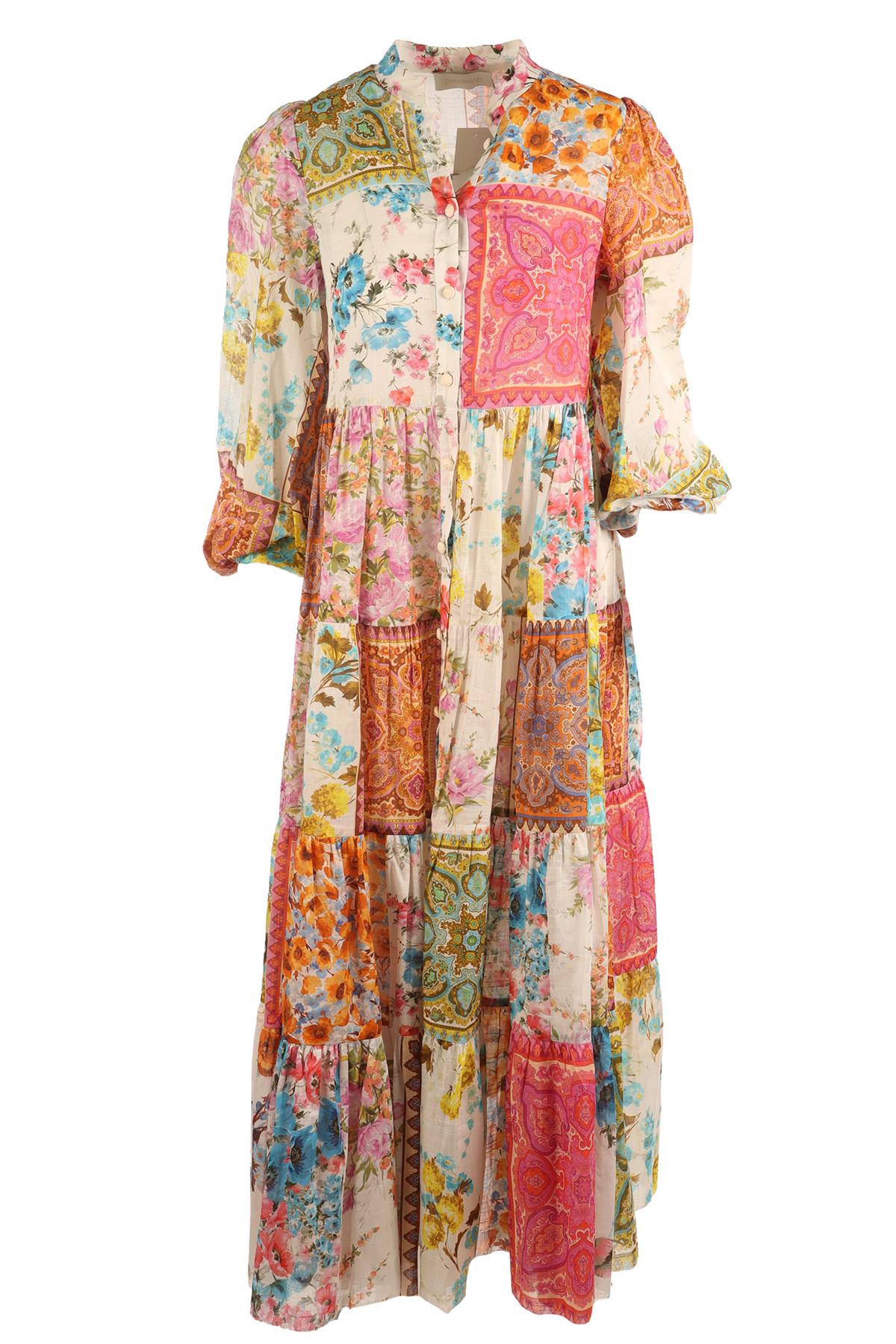 ZIMMERMANN MULTI COTTON MAXI DRESS 0 UK 8