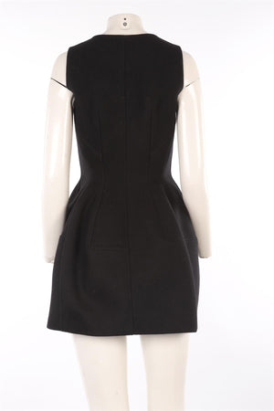 ALAÏA BLACK WOOL MINI DRESS FR 42 UK 14