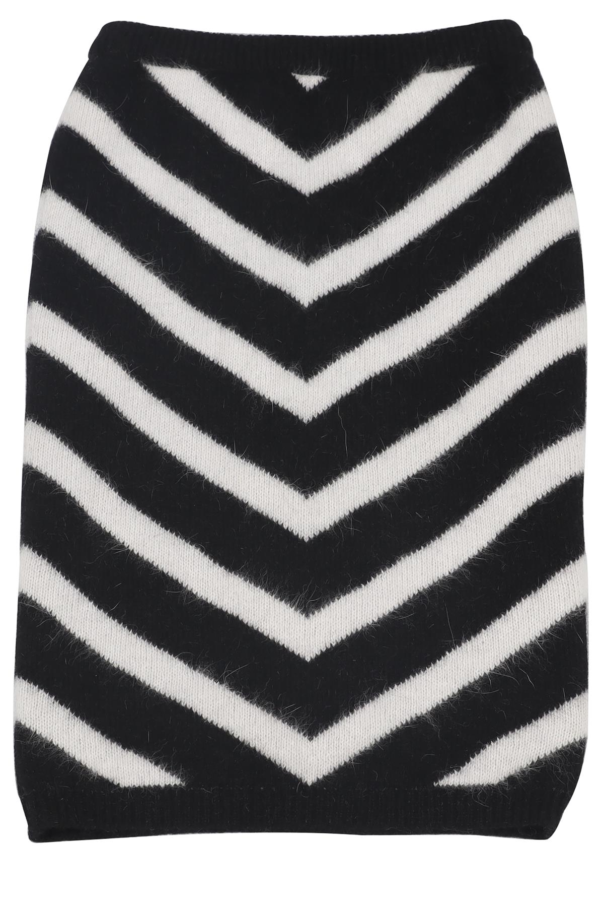 BALMAIN BLACK AND WHITE ANGORA BLEND MIDI SKIRT FR 36 UK 8