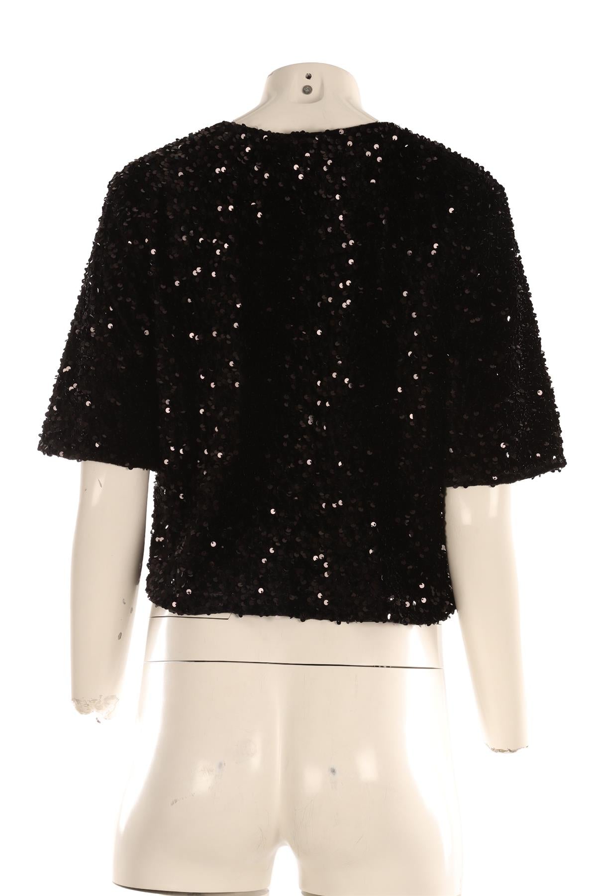MAJE BLACK SEQUIN TOP FR 36 UK 8