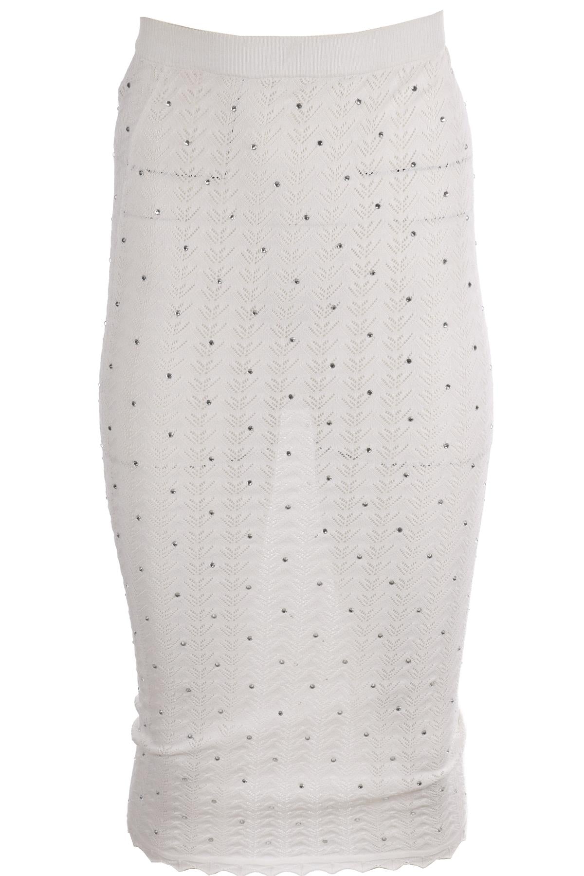 ALESSANDRA RICH CREAM KNIT MIDI SKIRT IT 38 UK 6