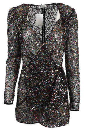 THE ATTICO SEQUIN AND MESH MINI DRESS IT 40 UK 8