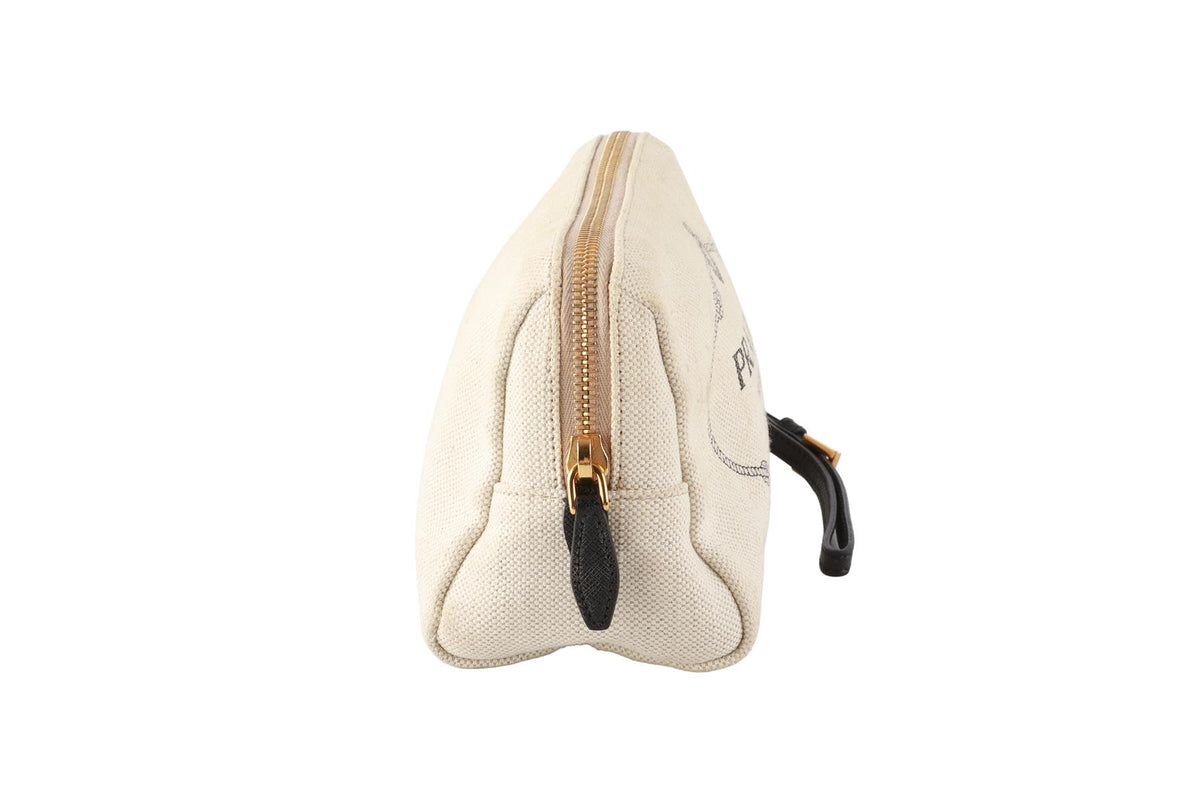 PRADA BEIGE CANVAS POUCH