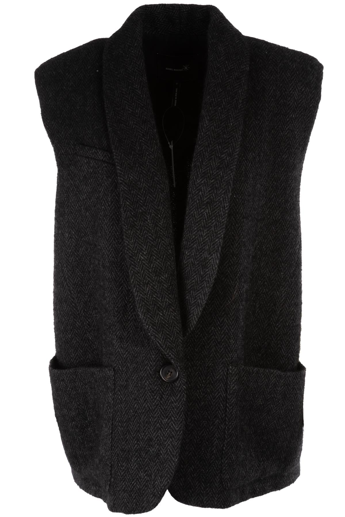 ISABEL MARANT BLACK WOOL GILET 0 UK 6