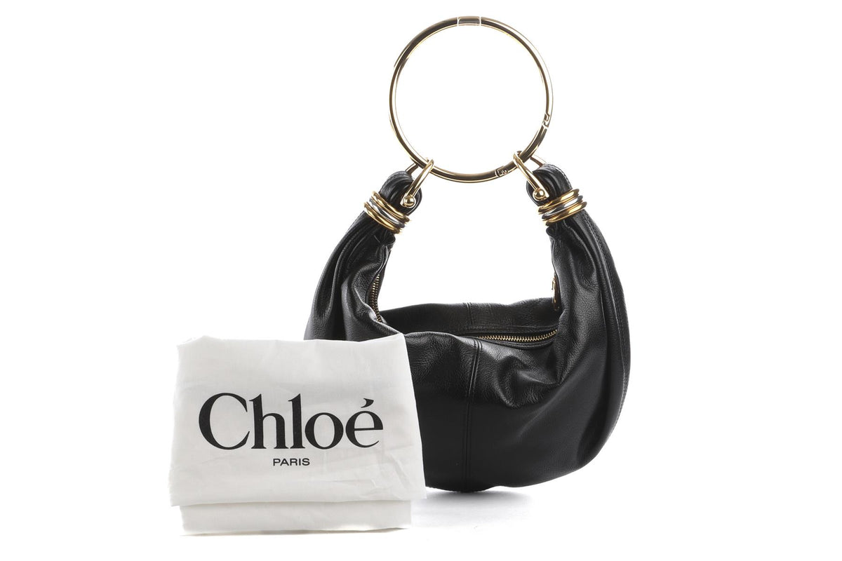 CHLOÉ BLACK BRACELET LEATHER SHOULDER BAG
