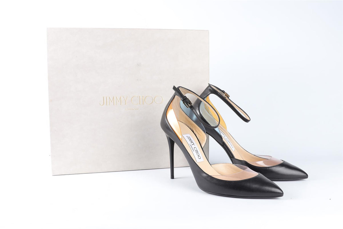 JIMMY CHOO BLACK LEATHER PUMPS EU 37 UK 4 US 7