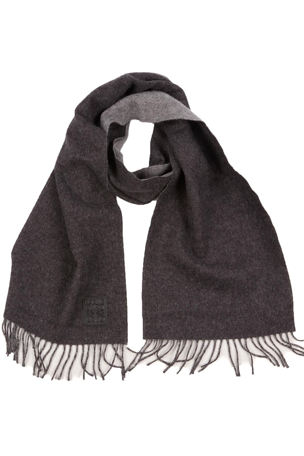 LOEWE GREY ANAGRAM WOOL SCARF