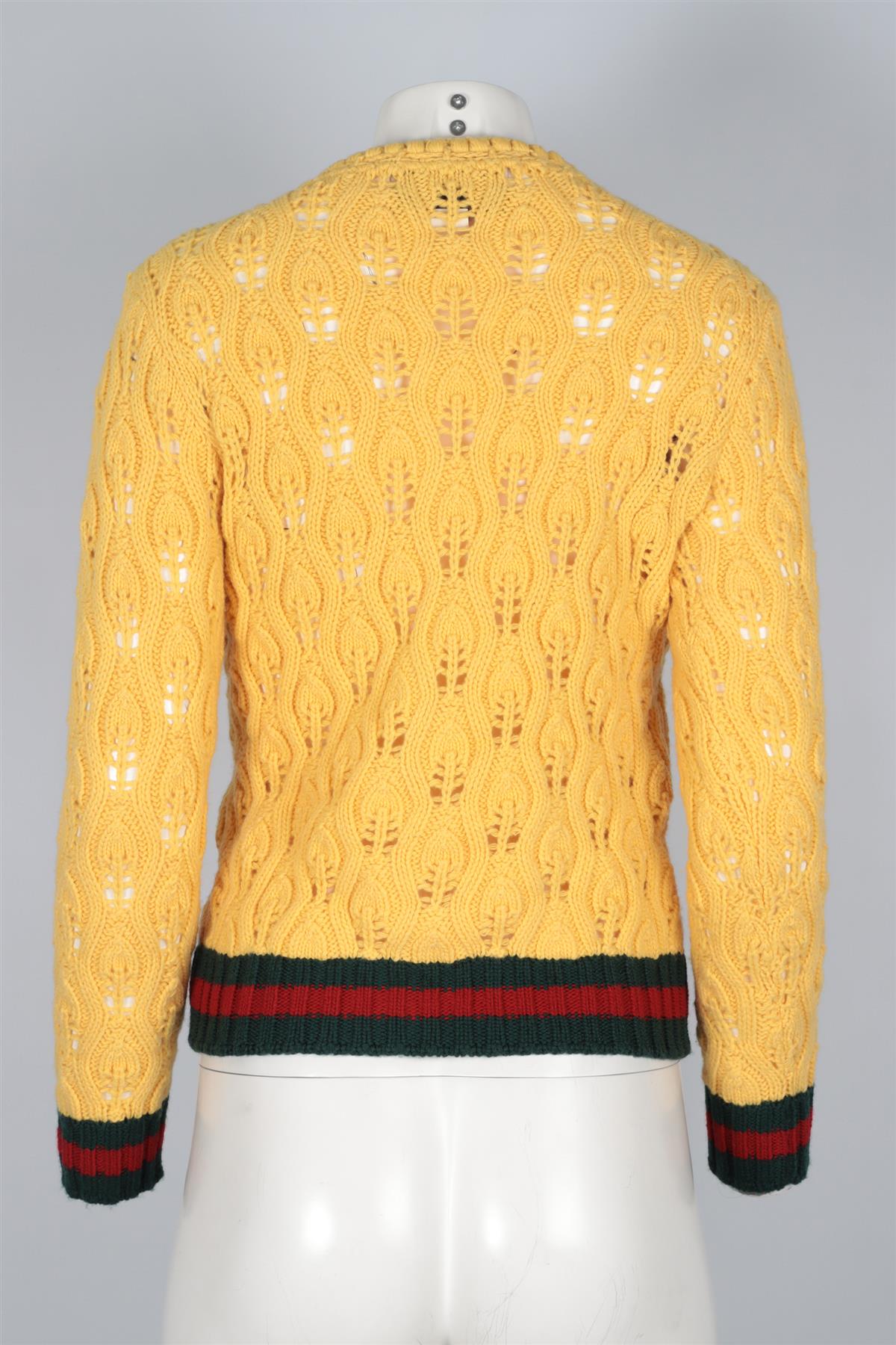 GUCCI YELLOW WOOL CARDIGAN SMALL