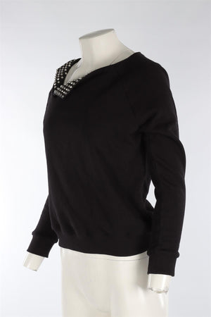 SAINT LAURENT BLACK COTTON SWEATSHIRT SMALL