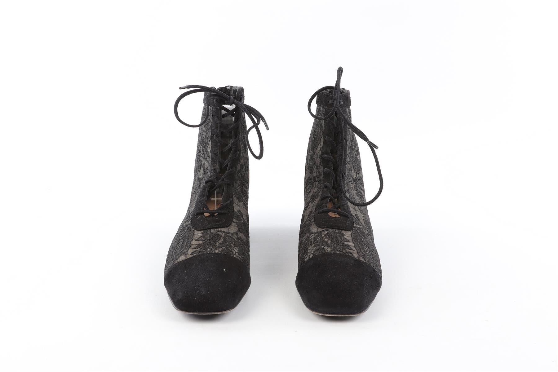CHRISTIAN DIOR BLACK NAUGHTILY-D SUEDE ANKLE BOOTS EU 37.5 UK 4.5 US 7.5