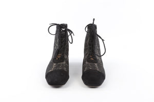 CHRISTIAN DIOR BLACK NAUGHTILY-D SUEDE ANKLE BOOTS EU 37.5 UK 4.5 US 7.5