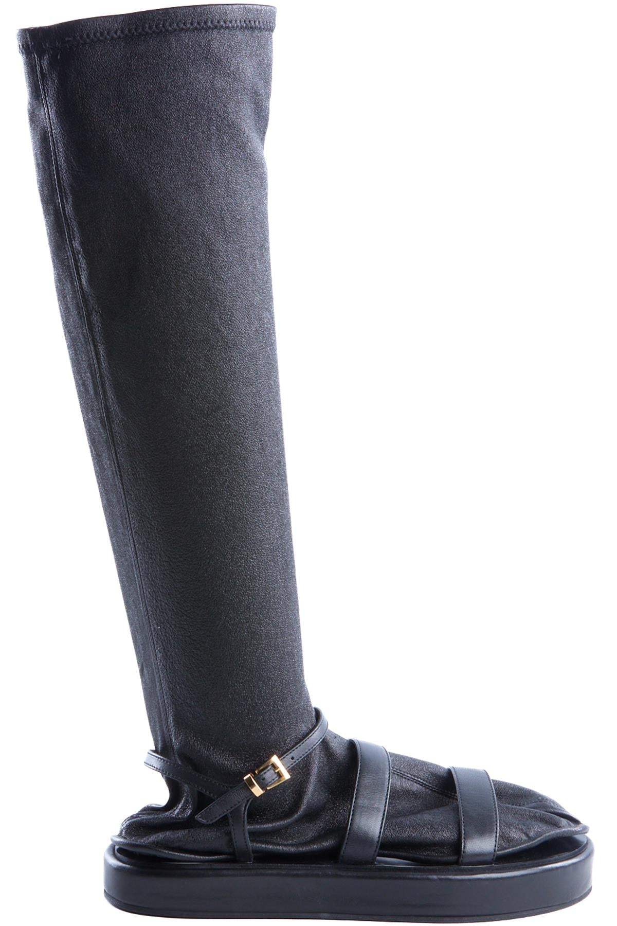 LA COLLECTION BLACK LEATHER SOCK SANDALS EU 38.5 UK 5.5 US 8.5