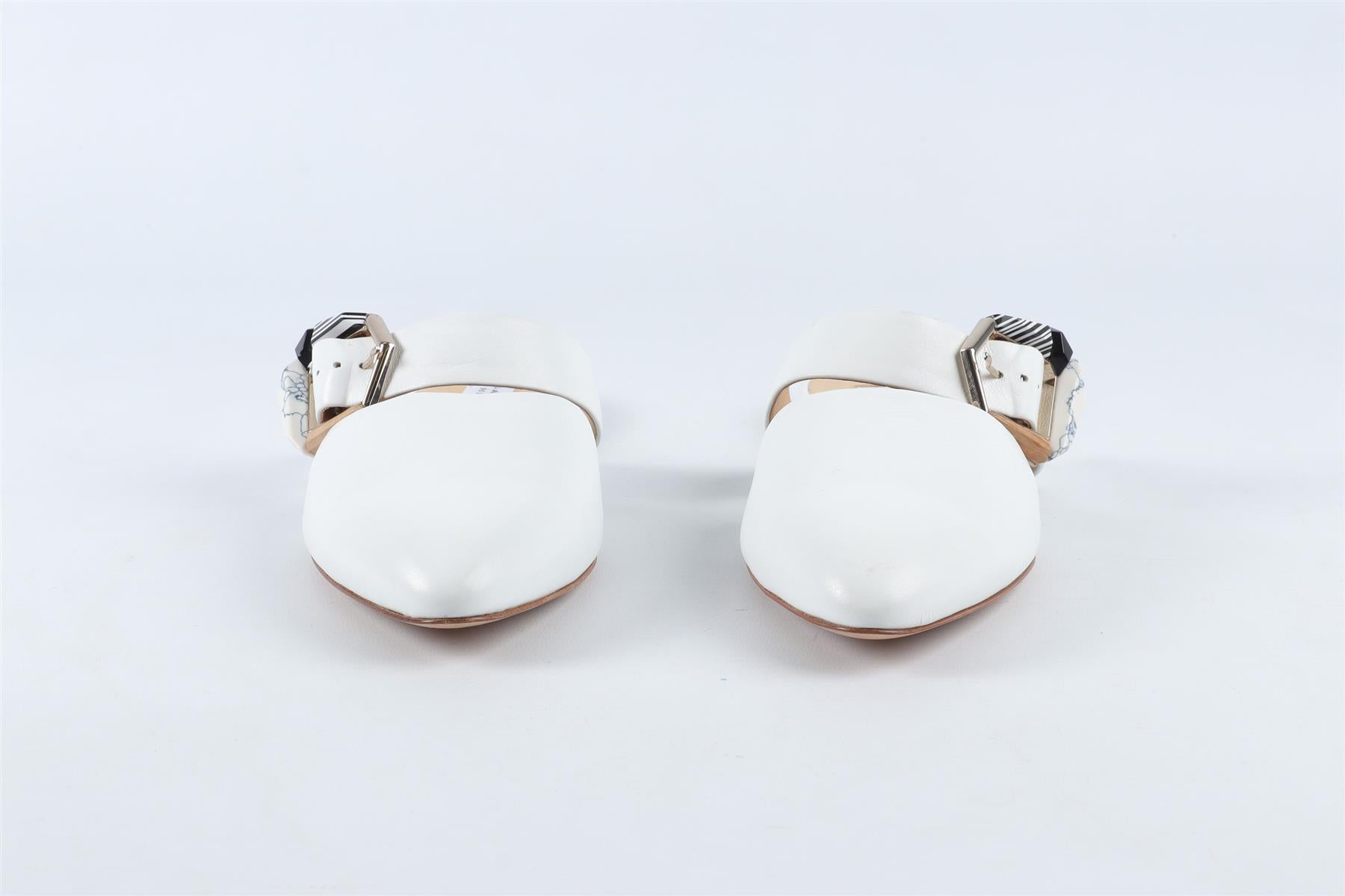 GABRIELA HEARST WHITE LEATHER MULES EU 38 UK 5 US 8