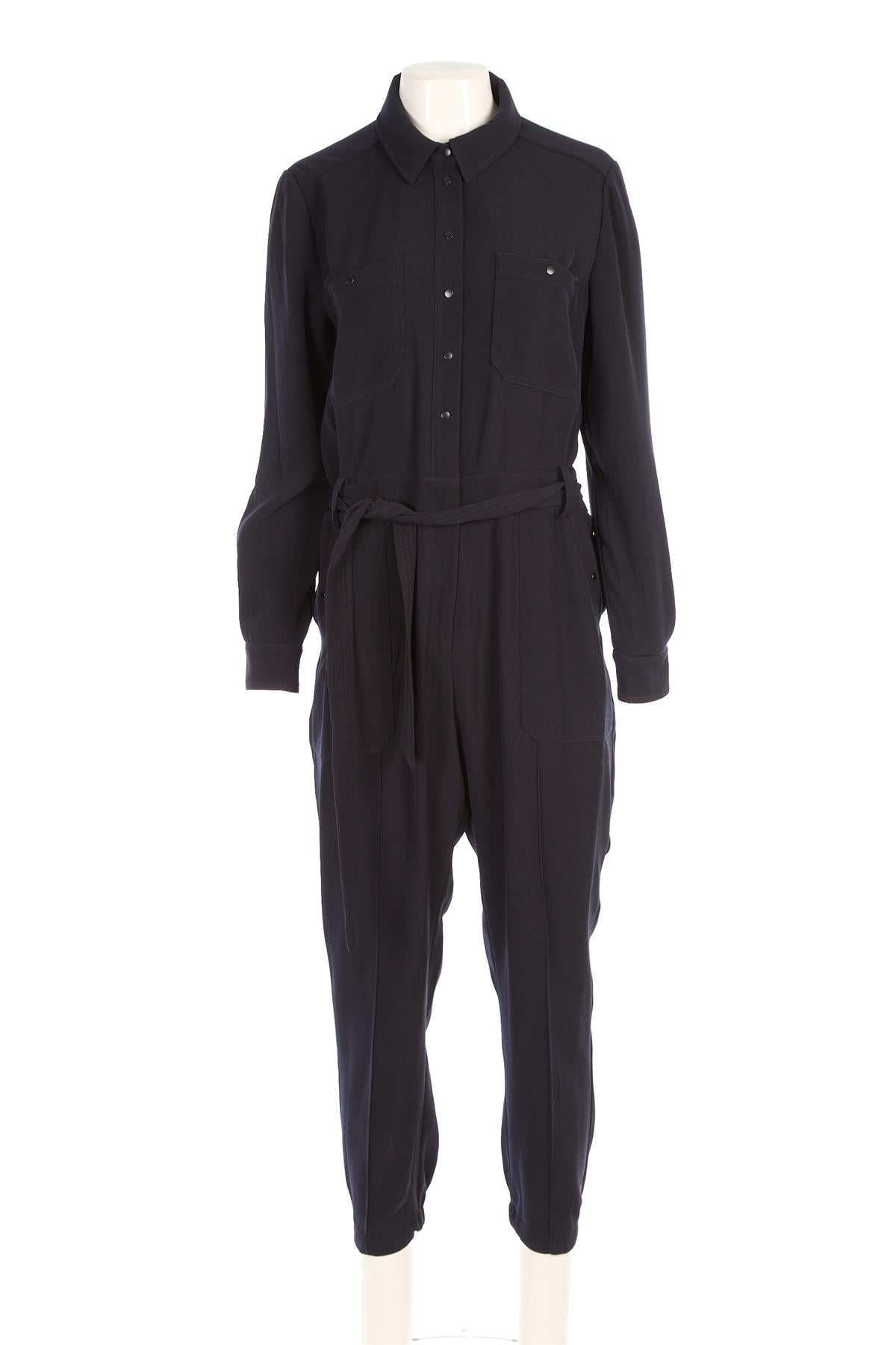 ME+EM BLACK WOVEN JUMPSUIT UK 12