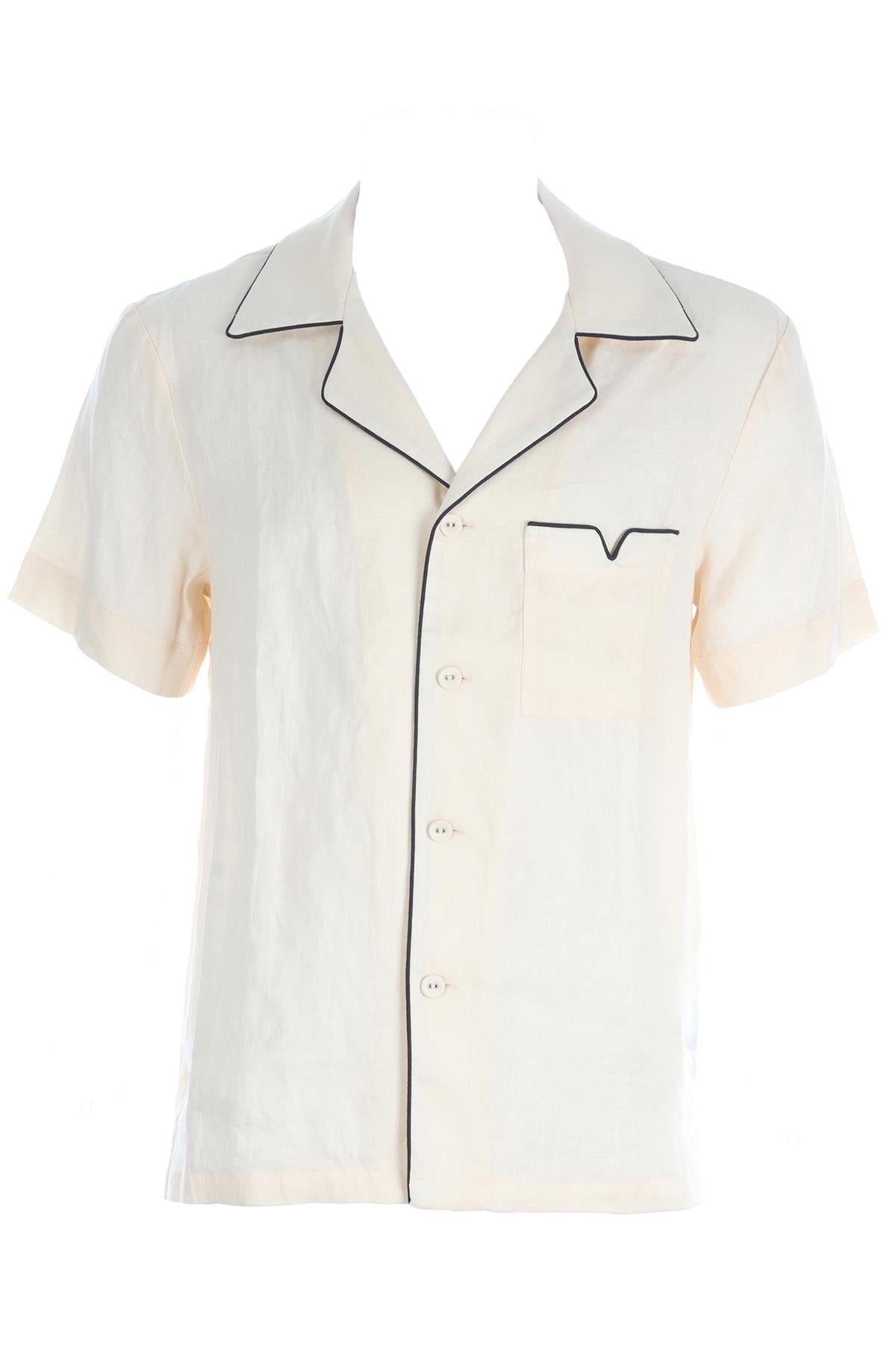 TOMBOLO CREAM MENS LINEN SHIRT SMALL