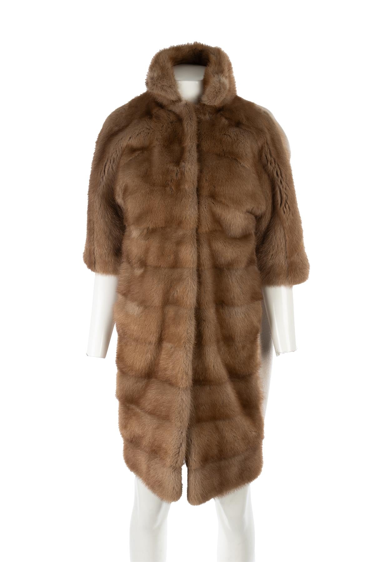 VICEDOMINI BROWN MINK FUR COAT XSMALL