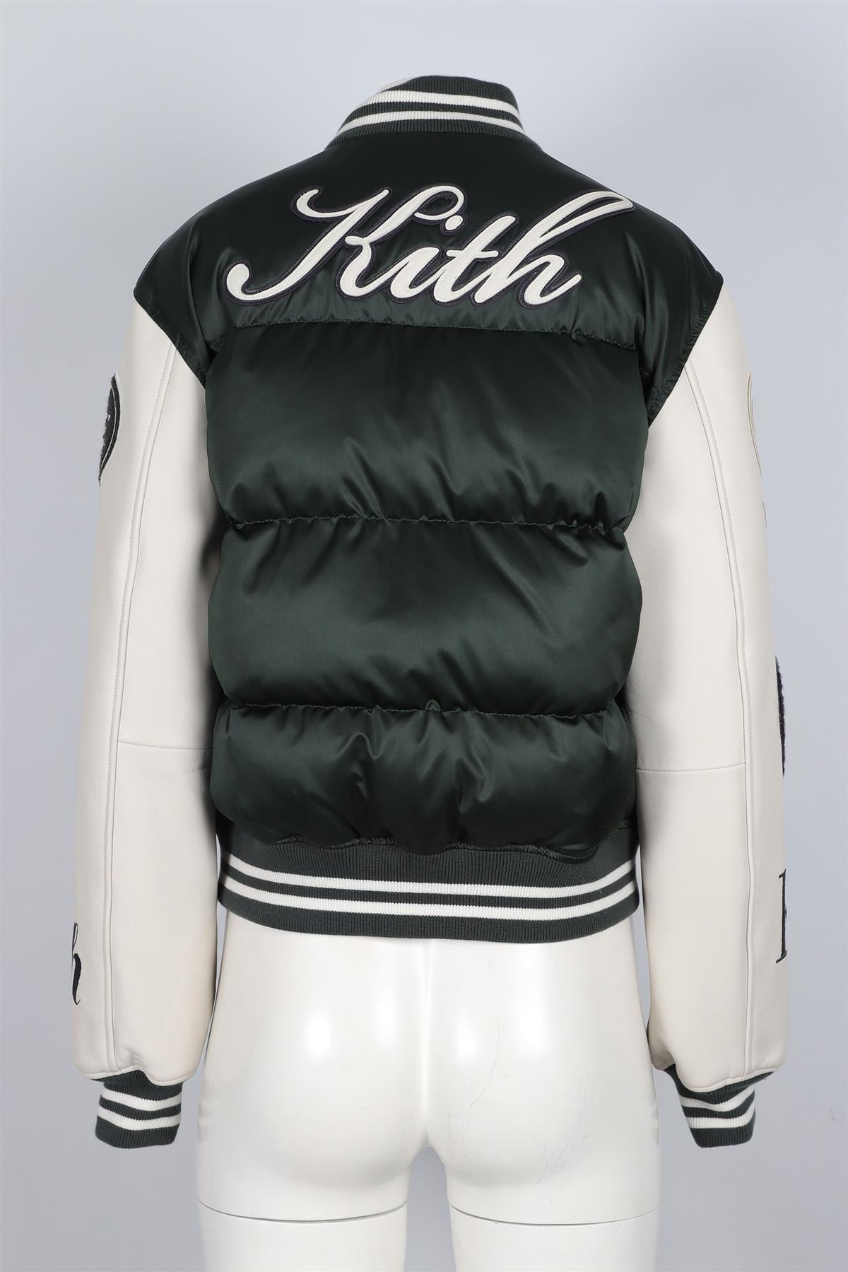 KITH GREEN LEATHER AND SHELL BOMBER JACKET SMALL