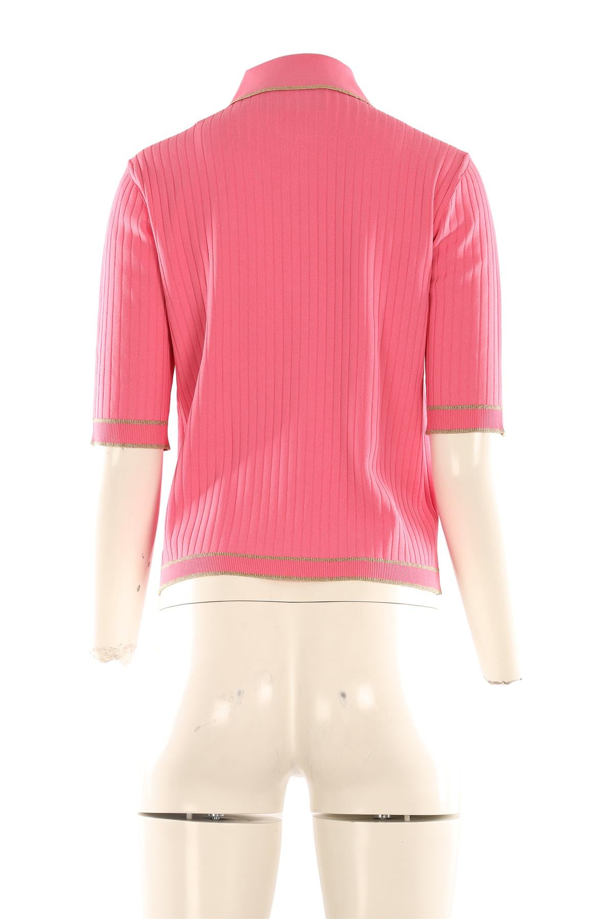 GUCCI PINK KNIT POLO SHIRT MEDIUM