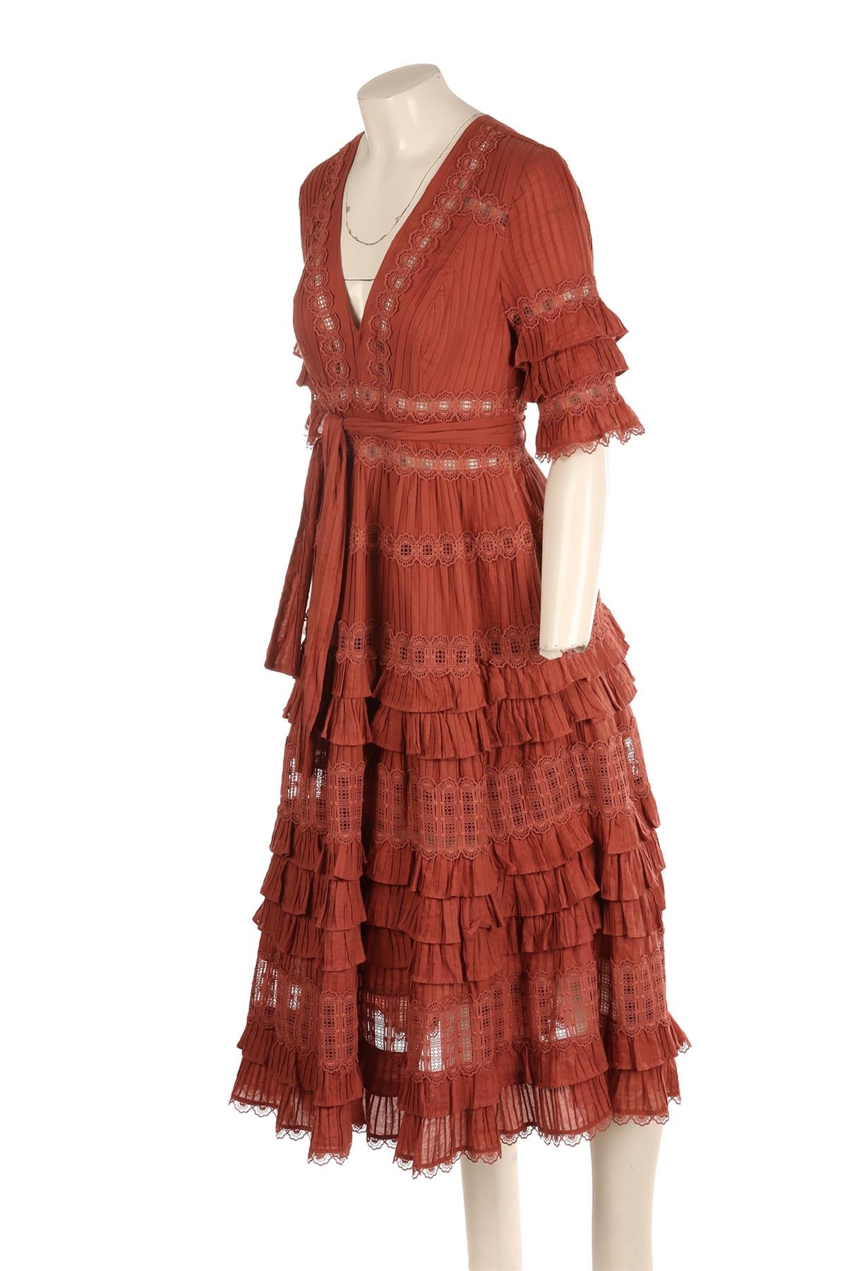 ZIMMERMANN PINK COTTON MAXI DRESS 1 UK 10