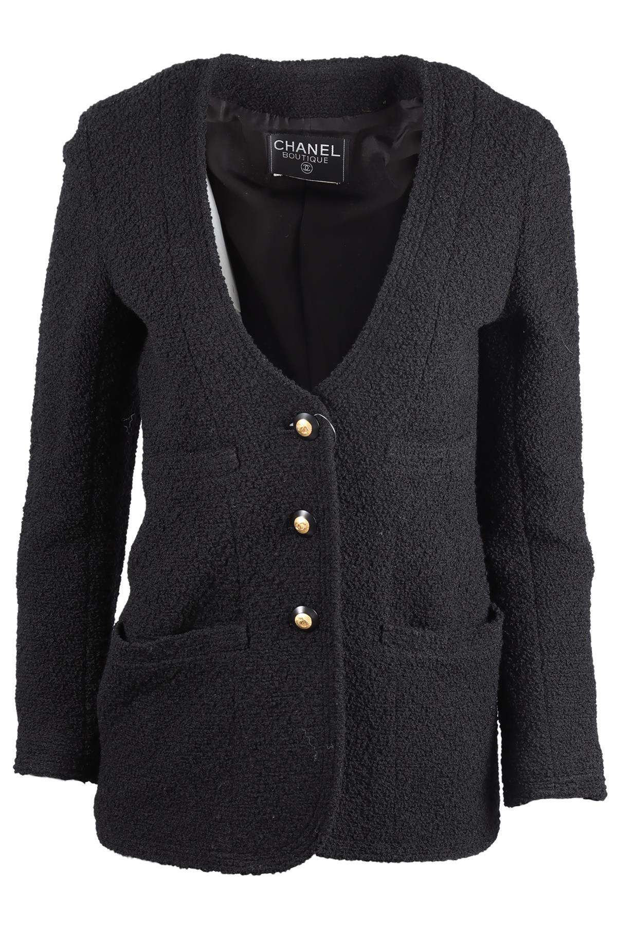 CHANEL BLACK 1993 WOOL JACKET SMALL