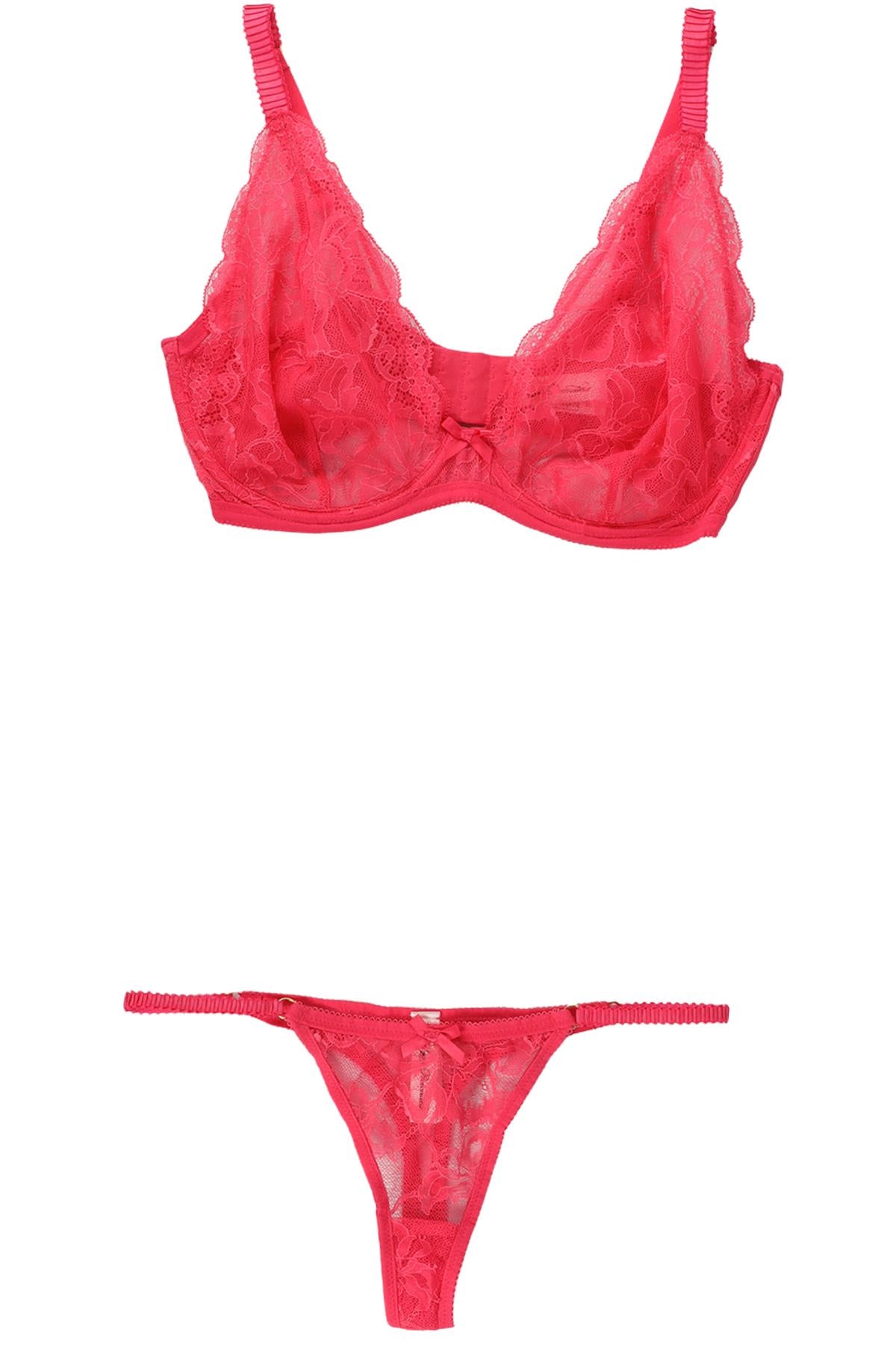 AGENT PROVOCATEUR PINK BRA AND THONG SET UK 34DD/2