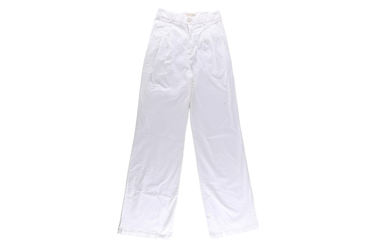 NILI LOTAN WHITE COTTON WIDE LEG PANTS US 0 UK 4