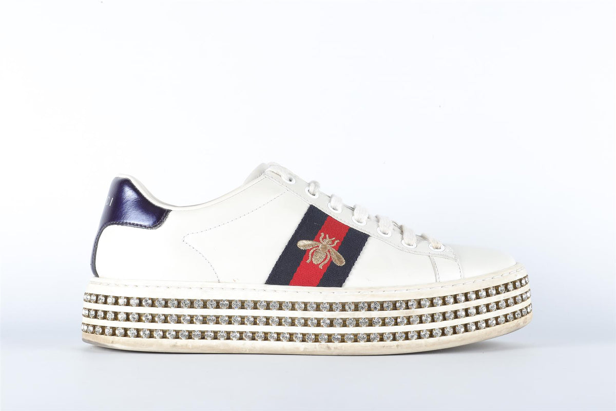 GUCCI WHITE ACE LEATHER PLATFORM SNEAKERS EU 36.5 UK 3.5 US 6.5