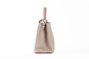 LOUIS VUITTON TAUPE 2014 CAPUCINES MM TAURILLON LEATHER TOTE BAG