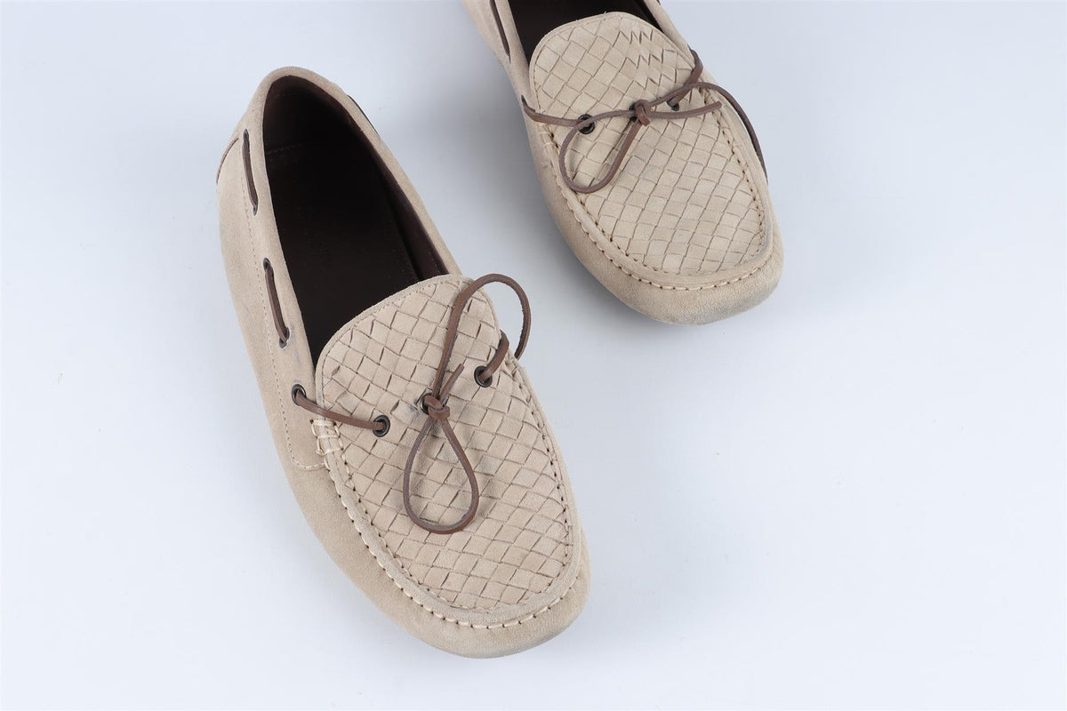 BOTTEGA VENETA GREY MEN'S INTRECCIATO SUEDE LOAFERS EU 44 UK 10 US 11