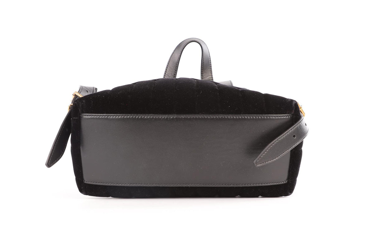 SAINT LAURENT BLACK LOU LOU SMALL VELVET BACKPACK