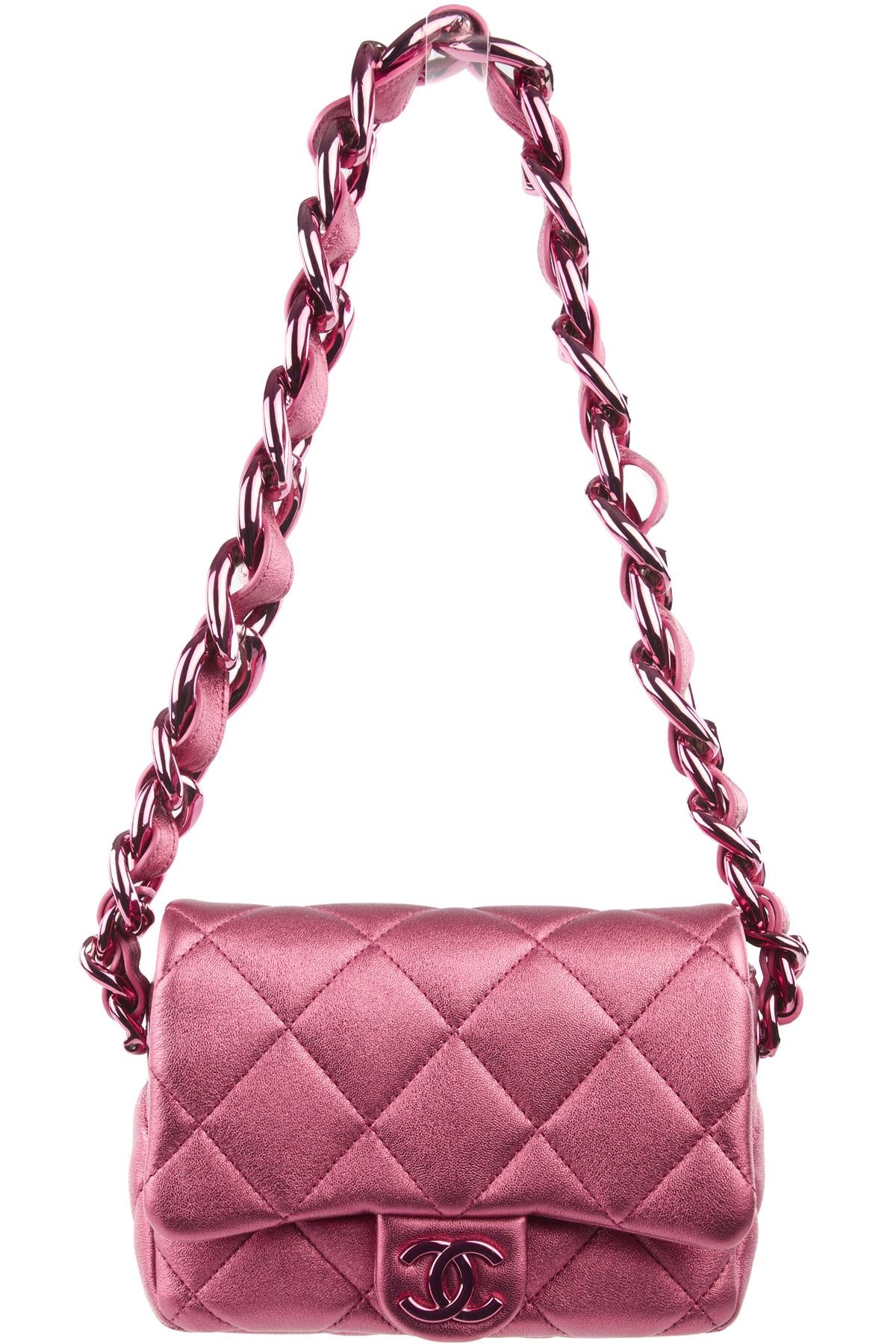 CHANEL PINK 2024 FLAP SMALL QUILTED LEATHER SHOULDER BAG