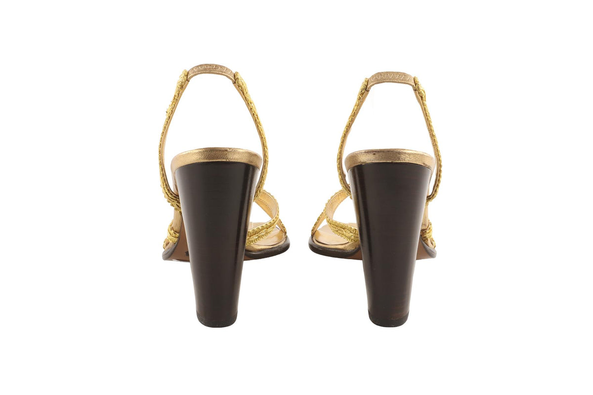 DOLCE & GABBANA GOLD LEATHER SANDALS EU 37 UK 4 US 7