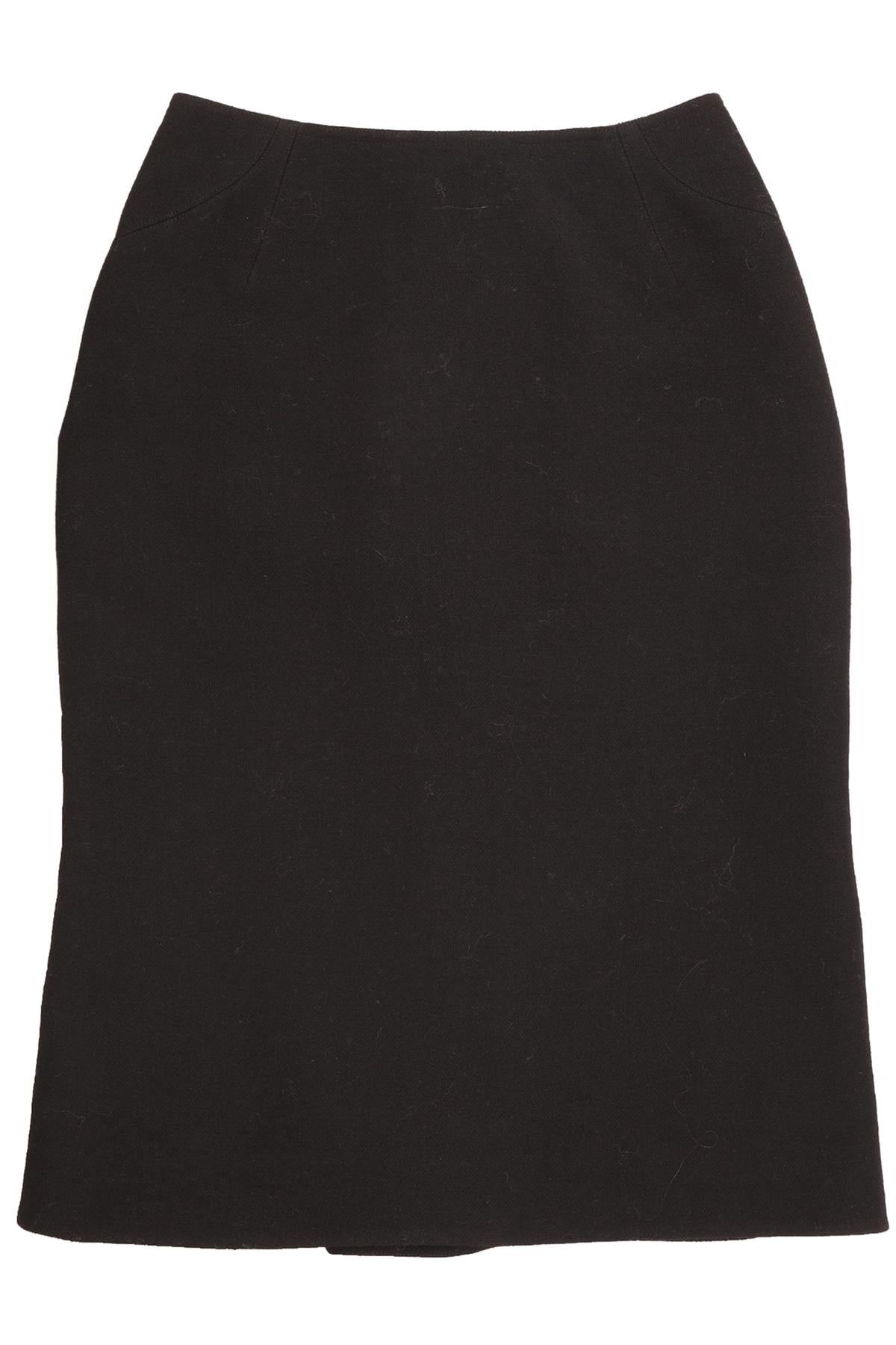 ALAÏA BLACK WOOL MIDI SKIRT FR 36 UK 8