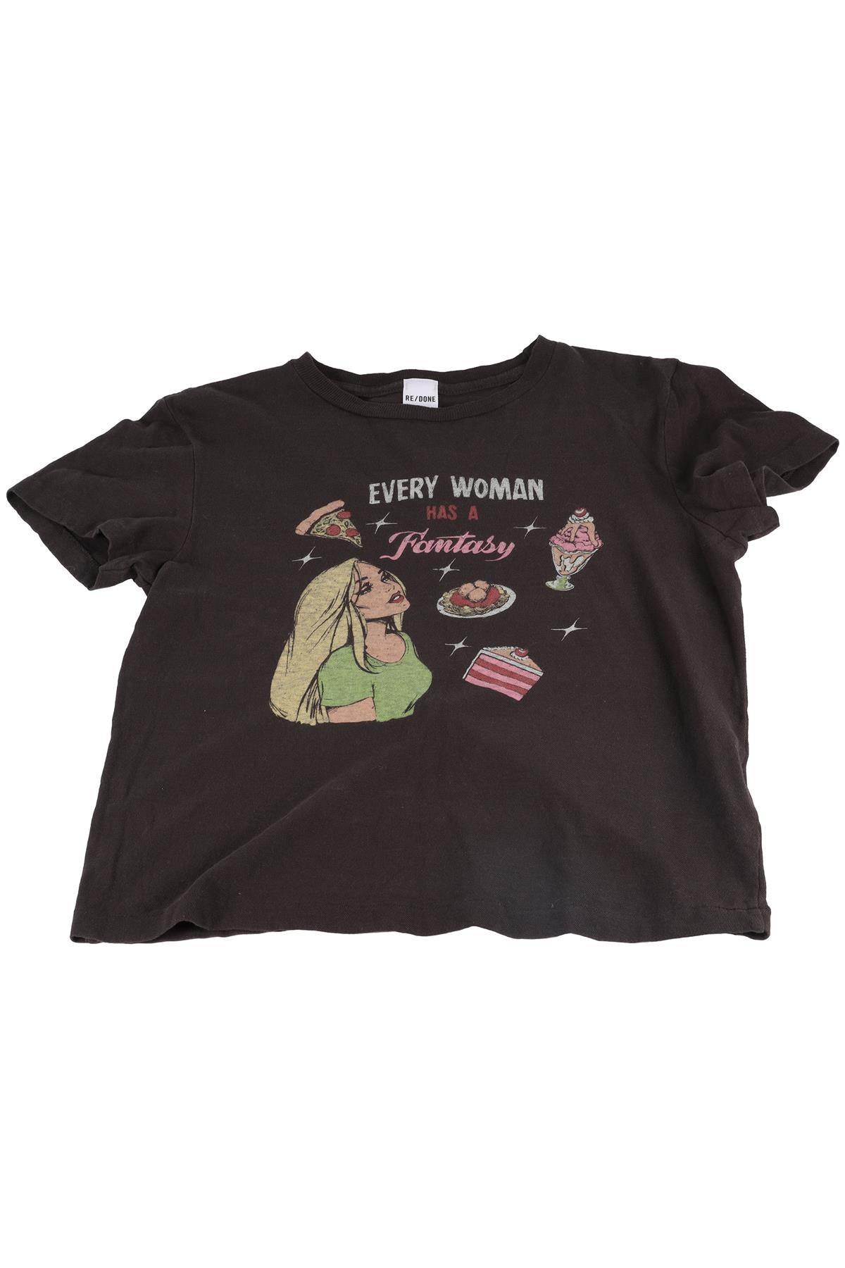 RE/DONE BLACK COTTON T-SHIRT SMALL