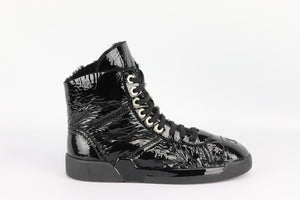 CHANEL 2019 SHEARLING LINED PATENT LEATHER SNEAKERS EU 38 UK 5 US 8