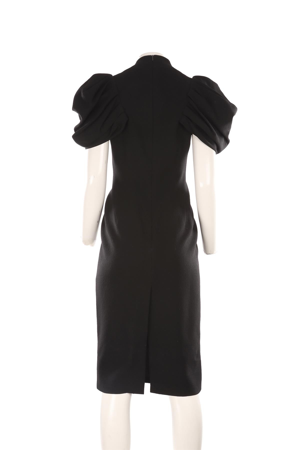 ALEXANDER MCQUEEN BLACK 2009 WOOL MIDI DRESS IT 42 UK 10