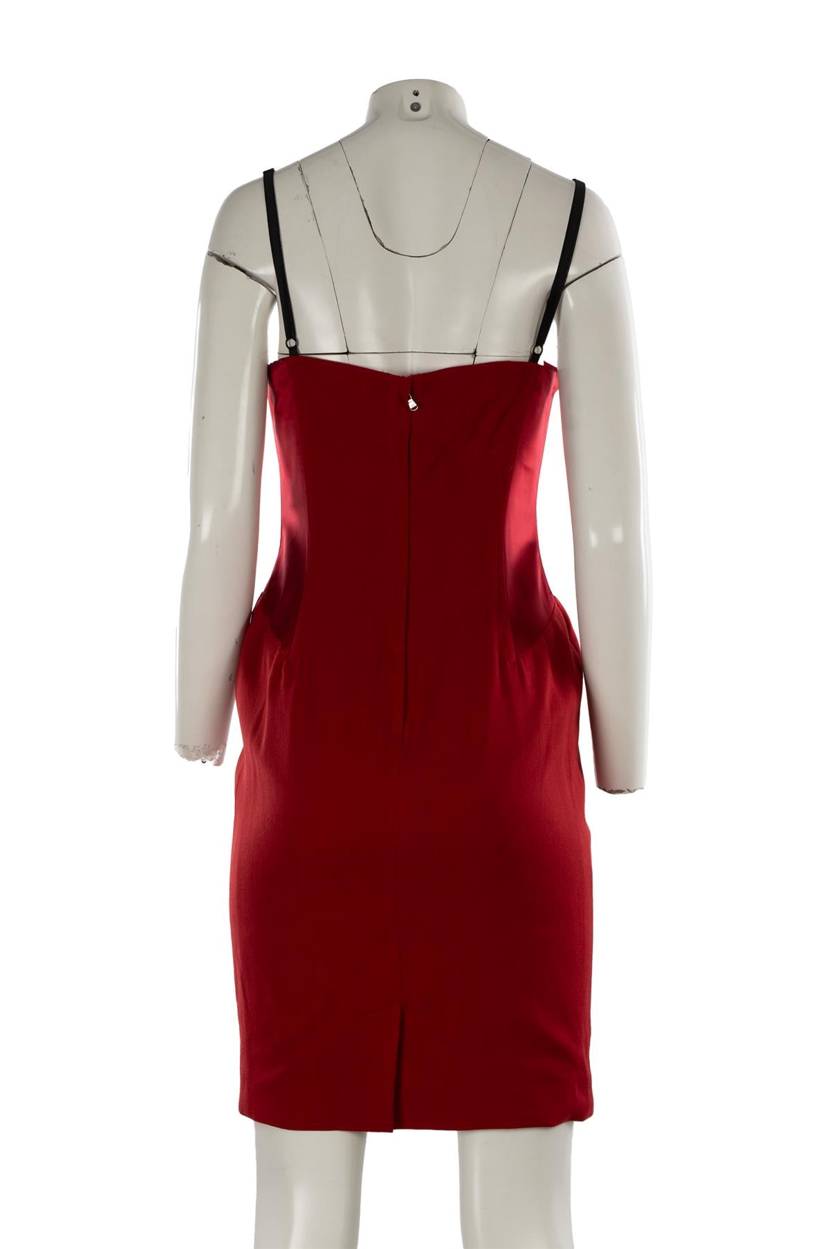 DOLCE & GABBANA RED SATIN MINI DRESS IT 46 UK 14