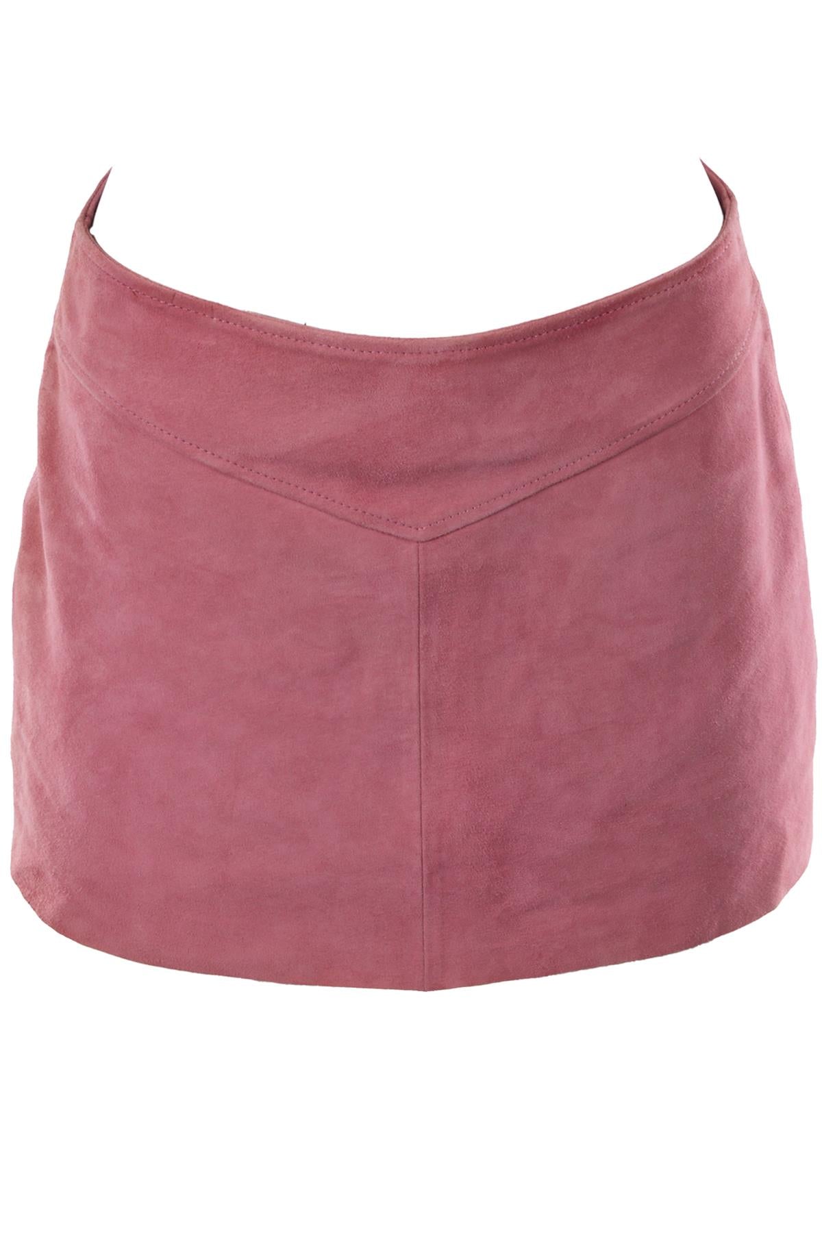 Pink Suede Mini Skirt